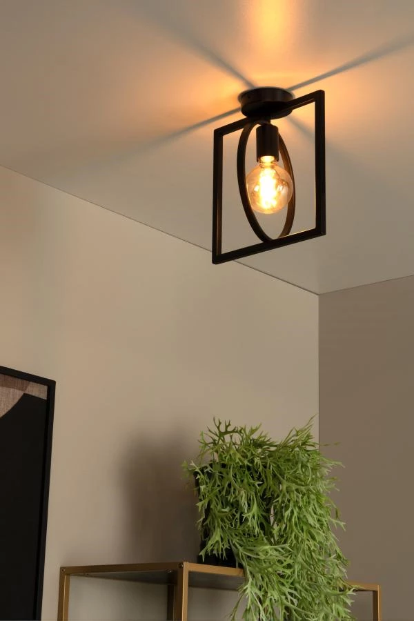 Lucide SUUS - Flush ceiling light - 1xE27 - Black - atmosphere 2
